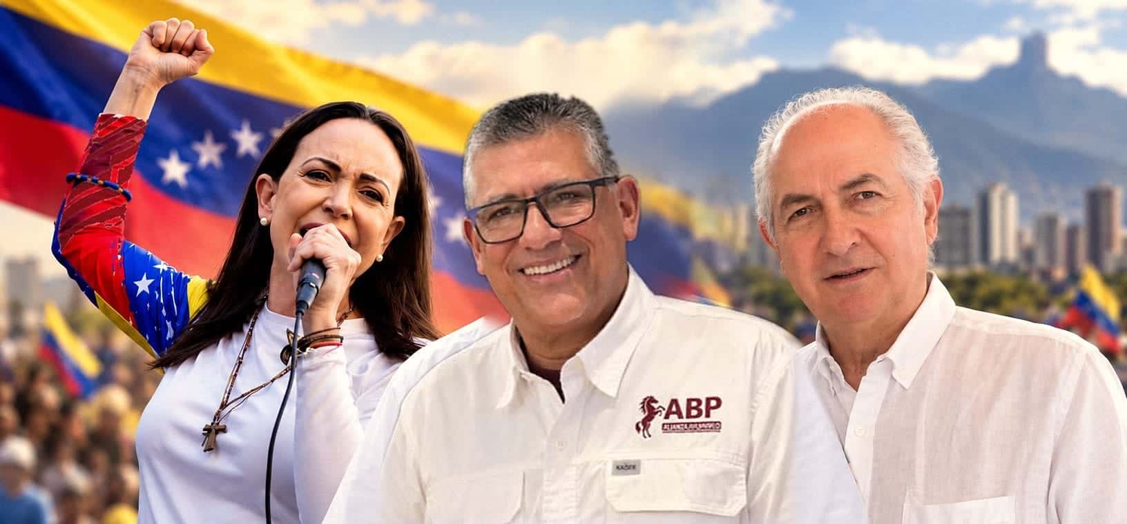 Héctor Urgelles Fox junto a María Corina Machado y Antonio Ledezma
